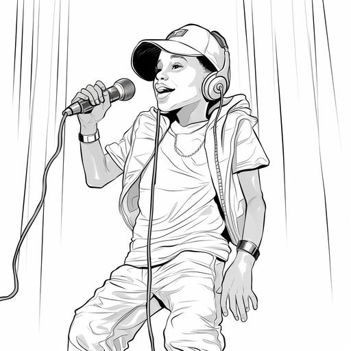 coloring page for kids,hip hop Microphone,cartoon style,thick line,low detail, no shading--ar 9:11
