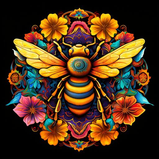 coloring page of a beautiful bee, clean art, fine art, mandala art ar 2:3