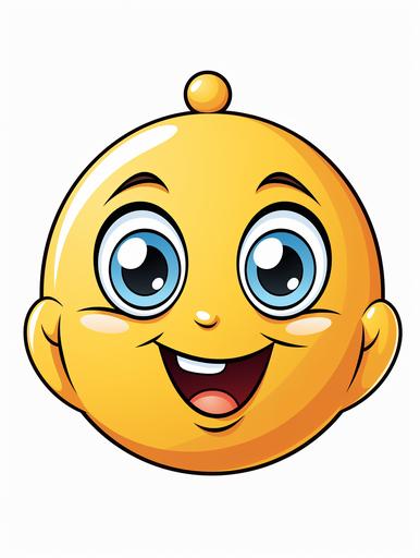 coloring pages for kids, Beaming Face with Smiling Eyes emoji, cartoon style, thick lines, low detail, black and white, no shading --ar 3:4 --s 250