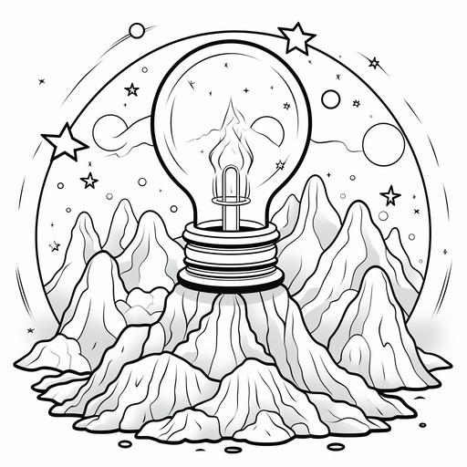 coloring pages for kids, moon crystal table lamps, cartoon style, thick line, low detail, no shading ar 9:11