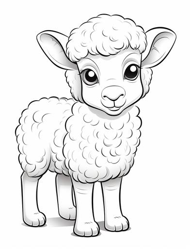 coloring pages for kids, sheep , cartoon style, thick lines, low details, black and white, no shading, --ar 85:110