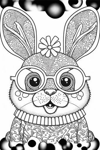 colouring page for childen, bad easter bunny, funny cartoon, blank background, highly detailed, simple illustration, black outlines --ar 2:3 --v 4 --style 4a