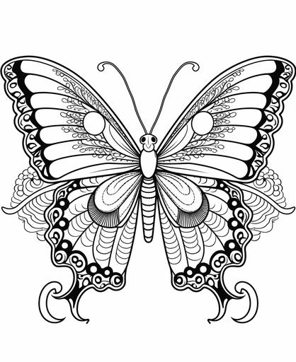 colouring pages for adults Black Swallowtail Butterfly mandala art style thick lines low detail no shadding design at border --ar 9:11
