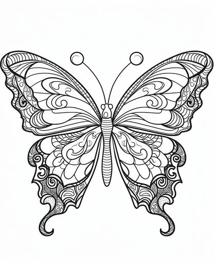 colouring pages for adults Eastern Black Swallowtail Butterfly mandala art style thick lines low detail no shadding design at border --ar 9:11