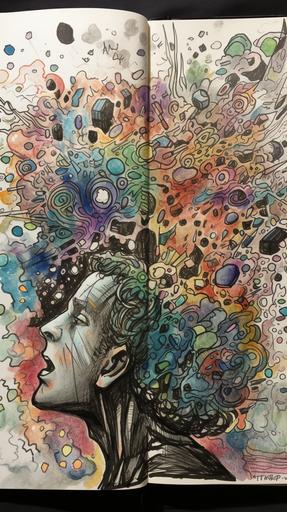comic book page, intelligence explosion, watercolored pencil --ar 9:16 --v 5