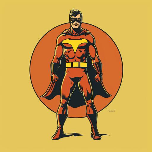 comic book super hero logo, 70s action figure, simple