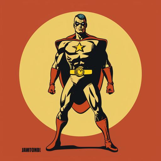 comic book super hero logo, 70s action figure, simple