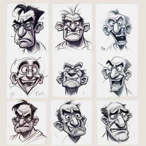 comic character sketch in 20 variations and diferent situations