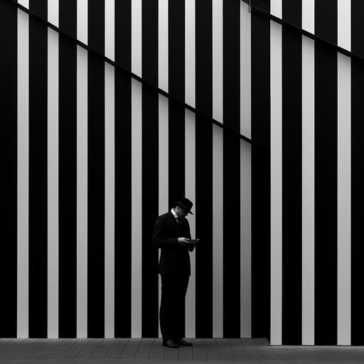 communication in black and white with pinstripes. Minimalistic and simple