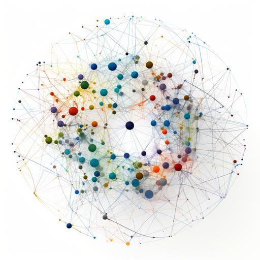 complex network, circle nodes, graph, white background