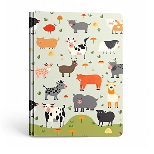 composition notebook cover, cute farm animals notebook for kids