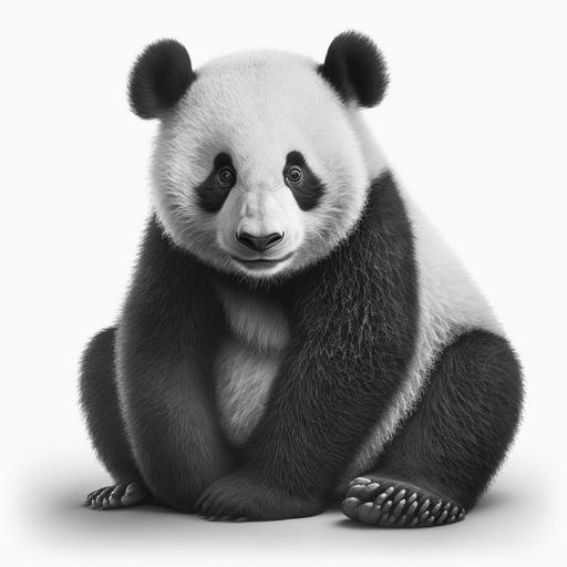 Generate me several black and white png panda models