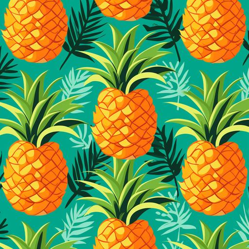 repeating pattern pineapple hawaiian style, colorful, simplistic 2D design, cartoon, no detail, Pineapple illustrations, high resolution.