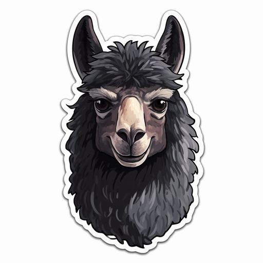 cool black llama with hoodie smiling looking directly to the camera vectorized sticker