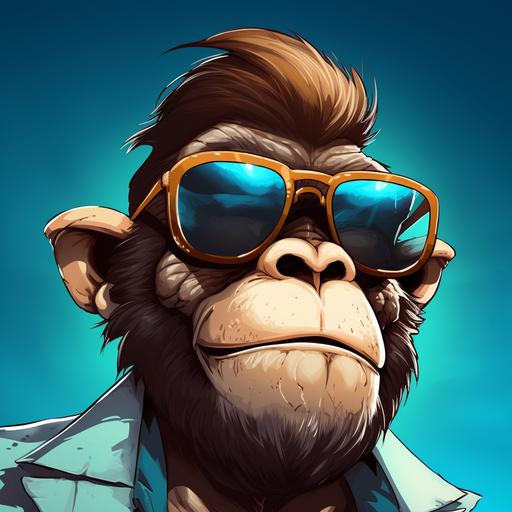 cool cartoon monkey with sunglasses, graphic novel, character, v 6