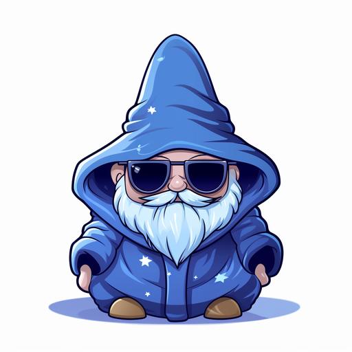 cool kawaii wizard cartoon simple design png wizard in blue robe and pointy hat wearing aviator sunglasses