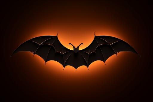 copy space halloween cutout bat silhouette on black background with orange background, halloween --ar 128:85