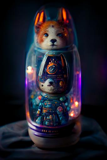 cosmonaut fox nesting doll, twilight, Miniature Faking, Long Exposure, Electric Colors, Angelic, Lumen Reflections, insanely detailed and intricate, hypermaximalist, elegant, ornate, hyper realistic, super detailed --q 5 --s 2500 --ar 5:7