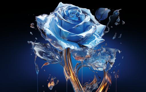 cover album, glass roses,fire and ice, elegant blue shift render elegant --ar 16:10