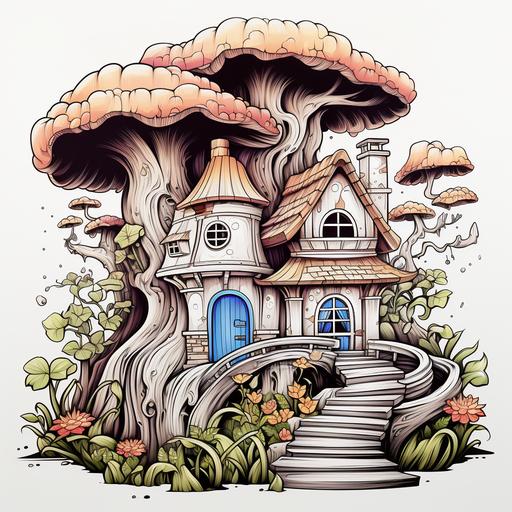 cover for fairy house coloring book illustration style --q 2 --s 250