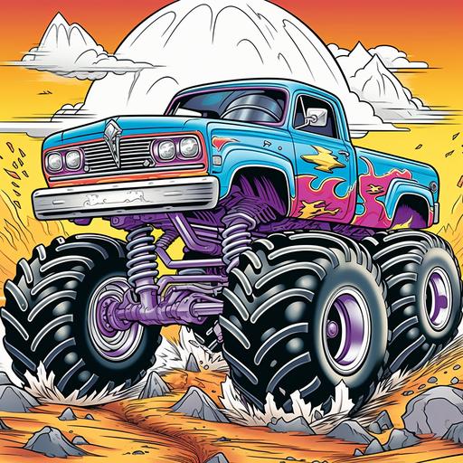 cover multicolor monster Truck coloring book