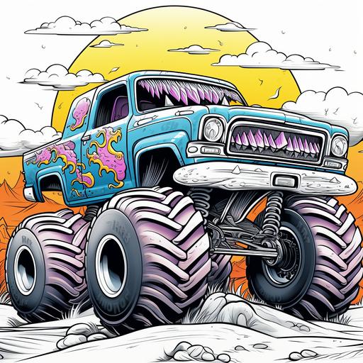 cover multicolor monster Truck coloring book