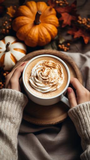 cozy sweater pumpkin spice latte hello fall autumn --ar 9:16