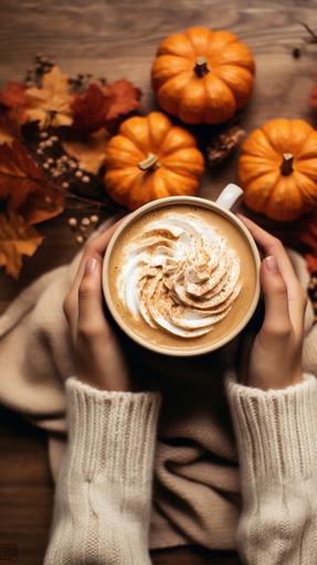 cozy sweater pumpkin spice latte hello fall autumn --ar 9:16