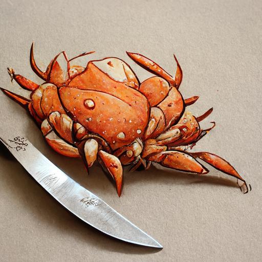 crab with knife, line art
