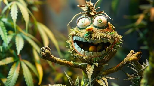 crazy happy character weed plants, 420, weed --ar 16:9 --v 6.0