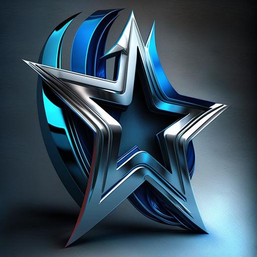 create All Star logo, stylish, proportionate silver and blue colors, v-- 4,