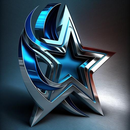 create All Star logo, stylish, proportionate silver and blue colors, v-- 4,