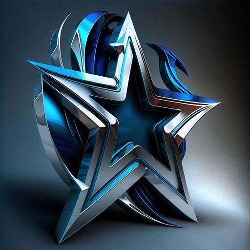 create All Star logo, stylish, proportionate silver and blue colors, v-- 4,