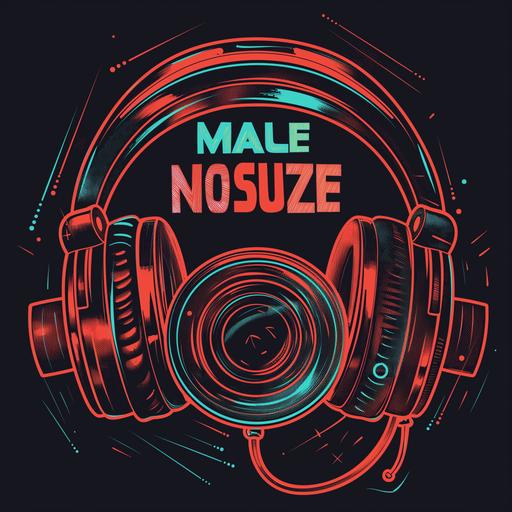 create a cyber punk vector style logo for a film and sound company, using cine lenses as headphones, integrrating the text MAKE NOISE. Use noise as drawing element --v 6.0