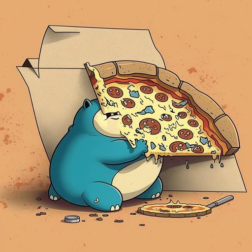 create a dope tattoo of Snorlax eating pizza