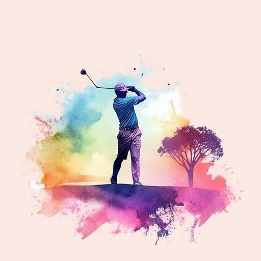 create a golf themed decal, watercolor, 8k, vibrant --ar 12:12 --v 5.1