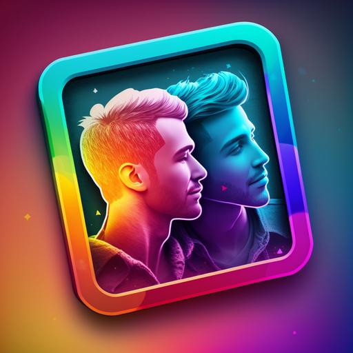 create a highly detailed gay dating app icon no mock ups 4k ultra 8k definition