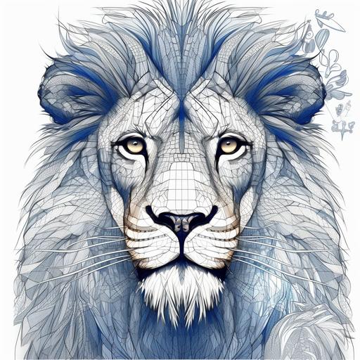 create a lion, vector line art, pen drawing, transparent background