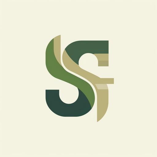 create a logo for a mid-30-year-old designer who focuses on minimalist designs and whose focus is on corporate design and startups, and whose colors are green and beige. Initial letters are sf. vector grafic --v 6.0