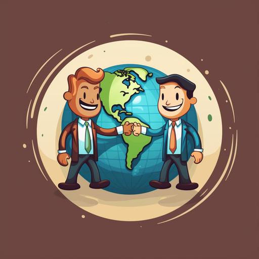 create a logo which shows cartoon students shaking hands with a small cartoon globe between them. The title of this logo is life studies. 8k.