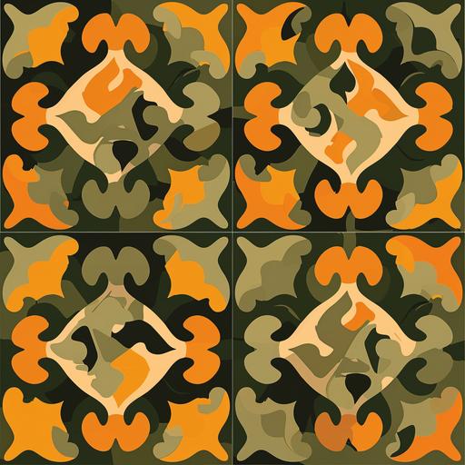 create a olive green and orange seamless versace bape camo pattern tile