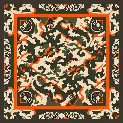 create a olive green and orange seamless versace bape camo pattern tile