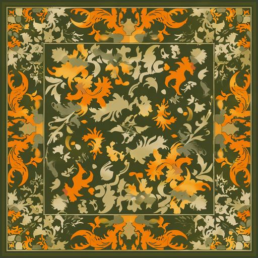 create a olive green and orange seamless versace bape camo pattern tile