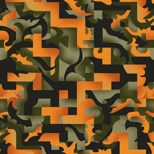 create a olive green and orange seamless versace bape camo pattern tile