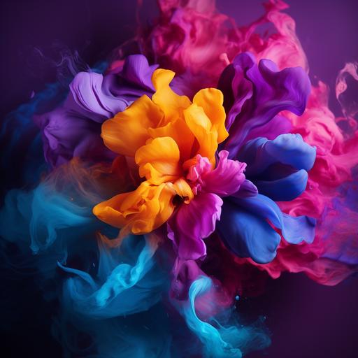 create a possitive feeling background using blue purple dark yellow and fushia