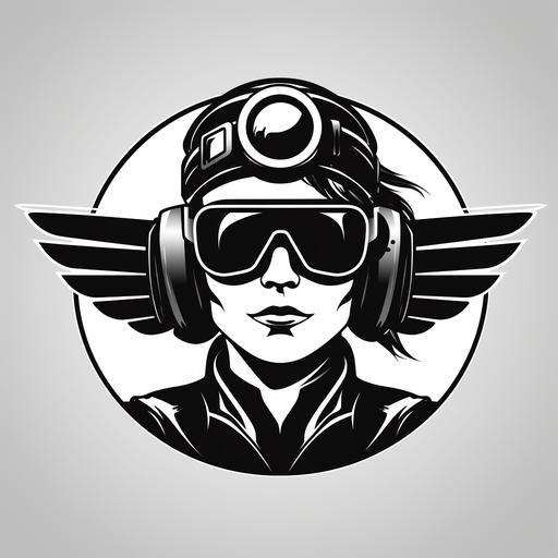 create an aviator logo, black and white
