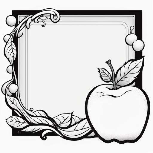 create apple black border image which can be colored by kid from 3-5 year, which is easy to color and show refrence sample image