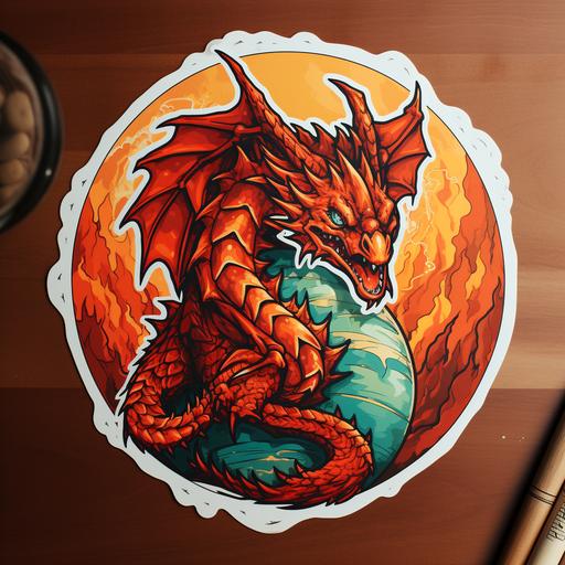 create dragon sticker representing fire earth