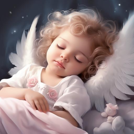 create image of cute little angel sleeping