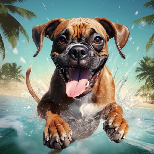 create realistic funny artwork for boxer dog lovers